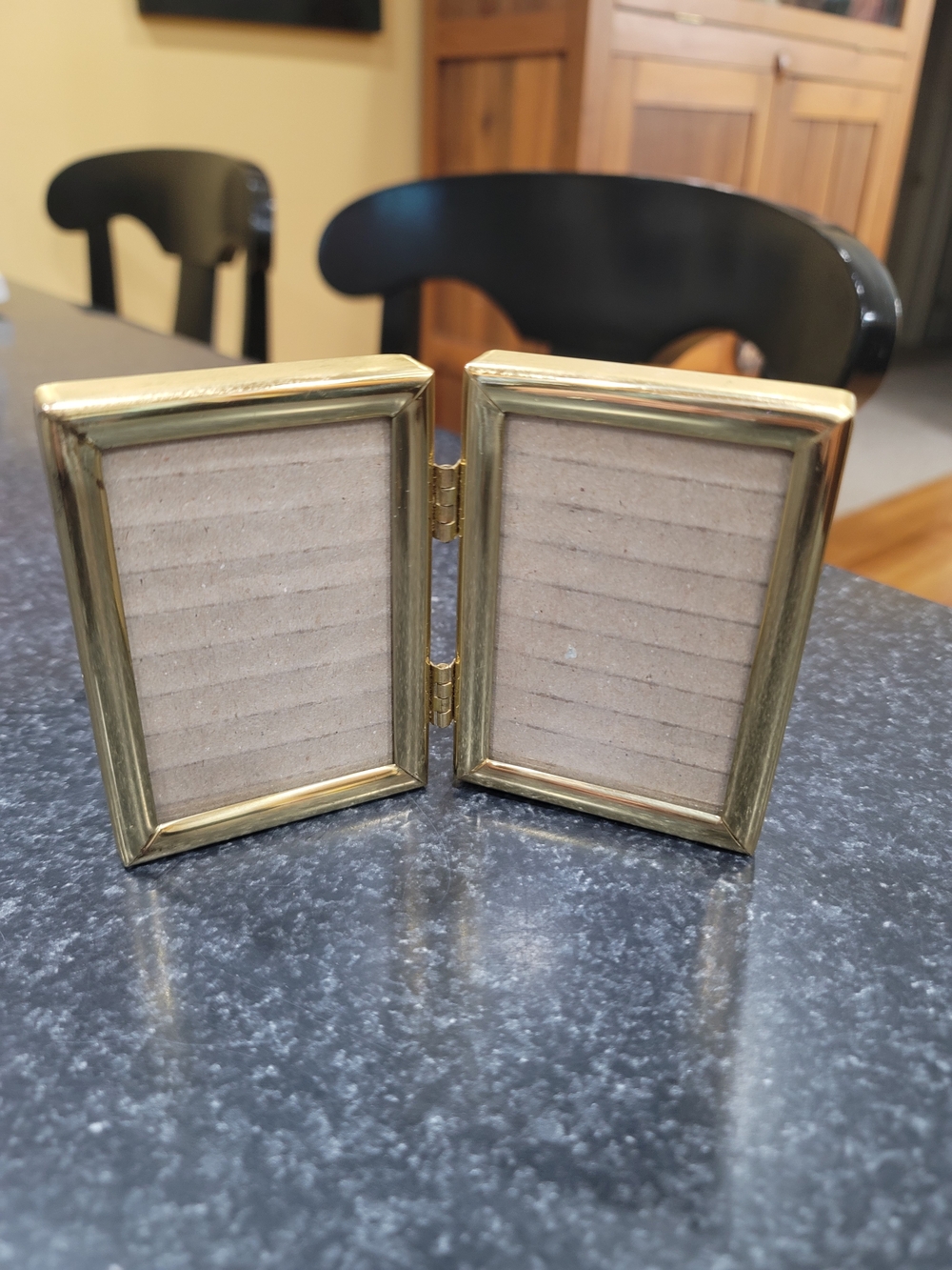 Vintage Brass Double Hinged Photo Frame - Gold